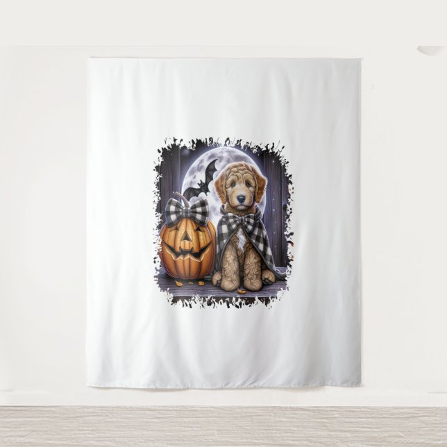 Labradoodle Dog Halloween Square Wandteppich (Vorderseite)