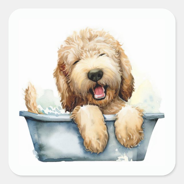 Labradoodle Dog Quadratischer Aufkleber (Vorderseite)