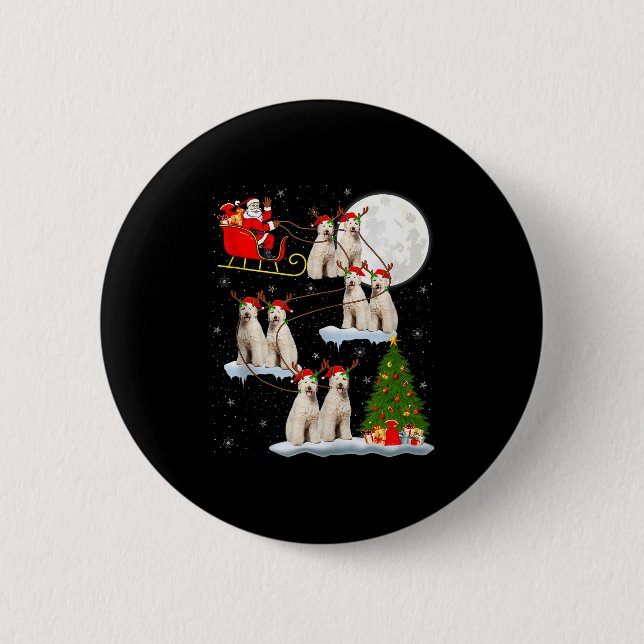 Labradoodle Dog Santa Sleigh Flying Funny Magical  Button (Vorderseite)