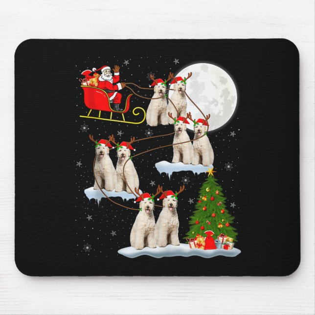 Labradoodle Dog Santa Sleigh Flying Funny Magical  Mousepad (Vorne)