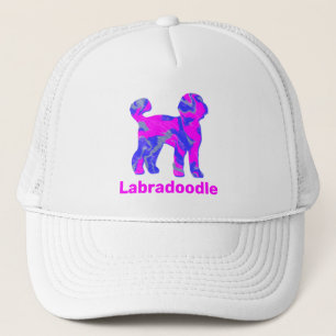 Labradoodle Dog Silhouette Hot Pink & Blue Truckerkappe