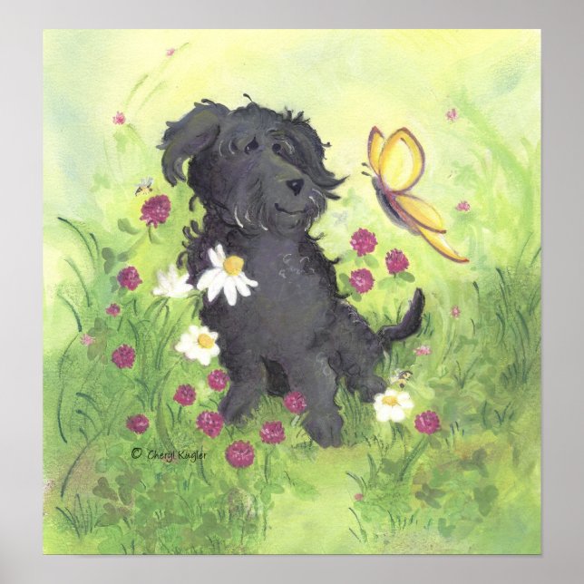 Labradoodle Doodle Hund / Künstlerposter drucken Poster (Vorne)