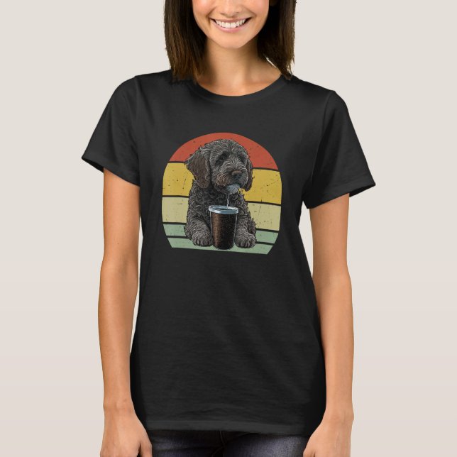 Labradoodle Drinking Coffee  Labradoodle Dog And C T-Shirt (Vorderseite)