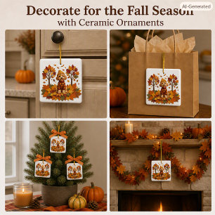 Labradoodle Familienhund Glücklicher Herbst Keramikornament