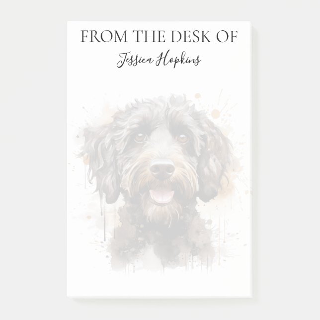 Labradoodle-Fan-monogrammierter Hund Post-it Klebezettel (Vorderseite)
