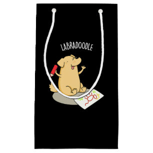 Labradoodle Funny Labrador Dog Pun Dark BG Kleine Geschenktüte