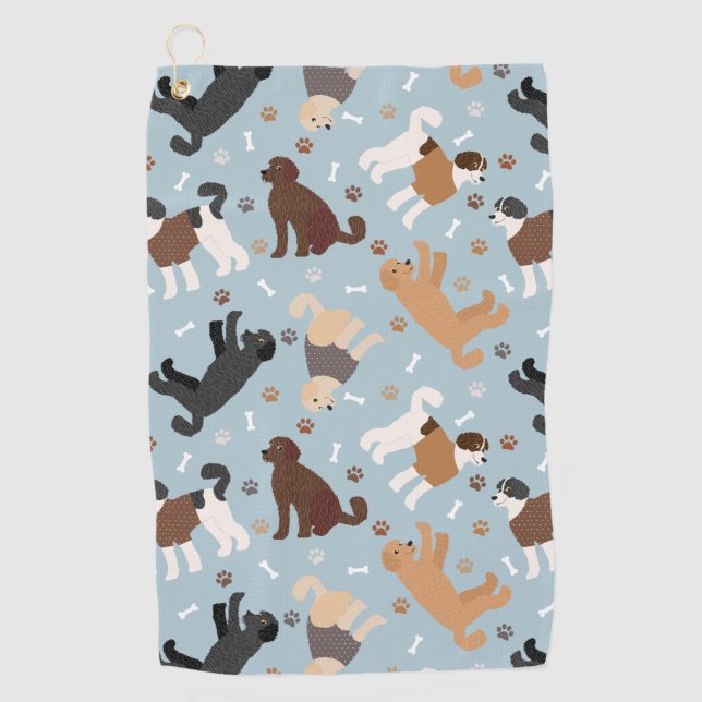 Labradoodle / Goldendoodle Bones and Paws Golfhandtuch (Vorderseite)