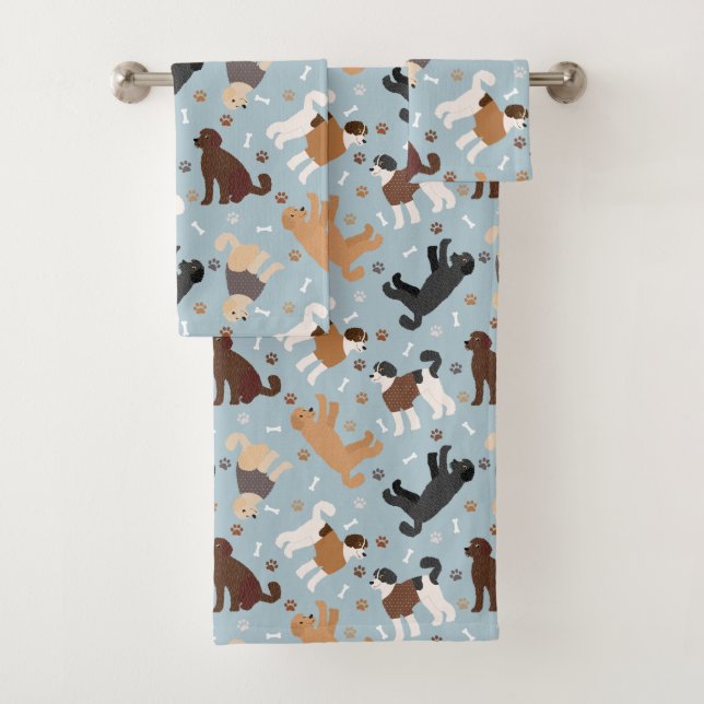 Labradoodle/Goldendoodle Knochen und Paare Badhandtuch Set (Insitu)