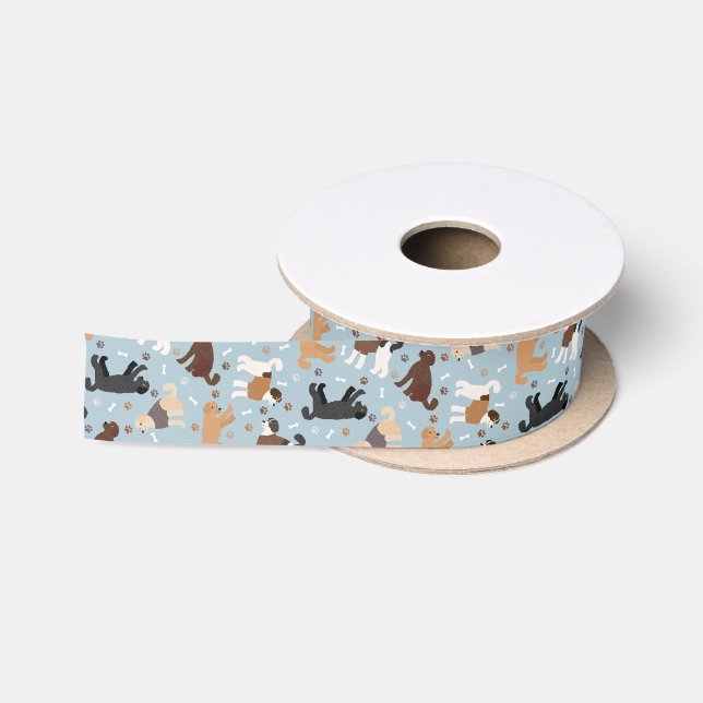 Labradoodle/Goldendoodle Knochen und Paare Satinband (Spule)