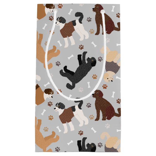 Labradoodle/Goldendoodle Knochen und Paws kleine G Geschenktüte (Vorderseite)