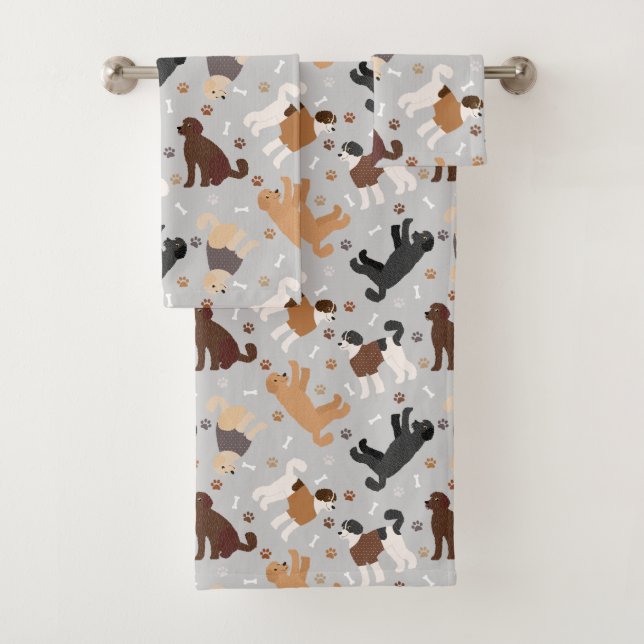 Labradoodle/Goldendoodle Knochen und Pfäffchen Badhandtuch Set (Insitu)