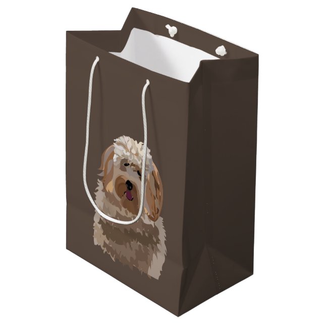 Labradoodle Goldendoodle Poodle Dog Haustier Mittlere Geschenktüte (Vorderseite Schrägansicht)