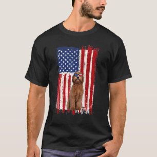Labradoodle Hund American Flag Patriotic 4. Ju T-Shirt