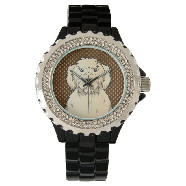 Labradoodle Hund Cartoon Paws Armbanduhr (Vorderseite)