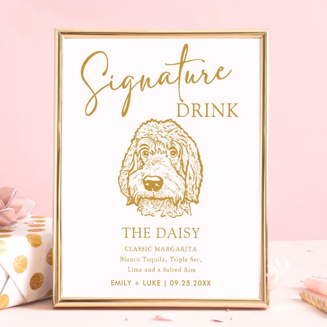 Labradoodle Hund Hochzeit Signature Drink Zeichen Poster (Von Creator hochgeladen)