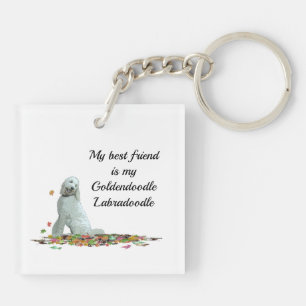 Labradoodle Hund in Blätter Schlüsselanhänger