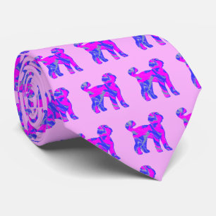 Labradoodle Hund Niedlich rosa Silhouette Pink Nec Krawatte