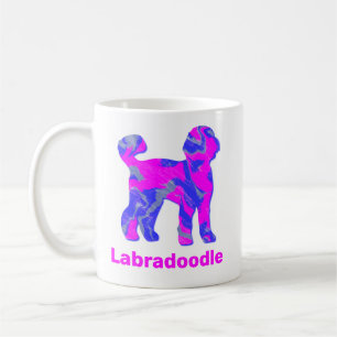 Labradoodle Hund Silhouette Crazy Hot Pink Kaffeetasse