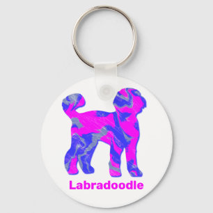 Labradoodle Hund Silhouette Crazy Hot Pink Schlüsselanhänger