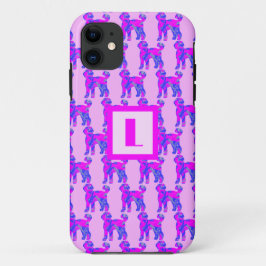 Labradoodle Hund Silhouette Rosa und Blau Monogram Case-Mate iPhone Hülle