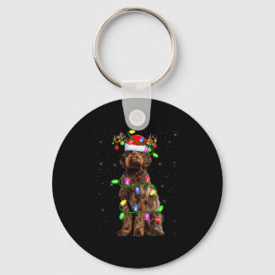 Labradoodle Hund Xmas Beleuchtung Santa Labradoodl Schlüsselanhänger
