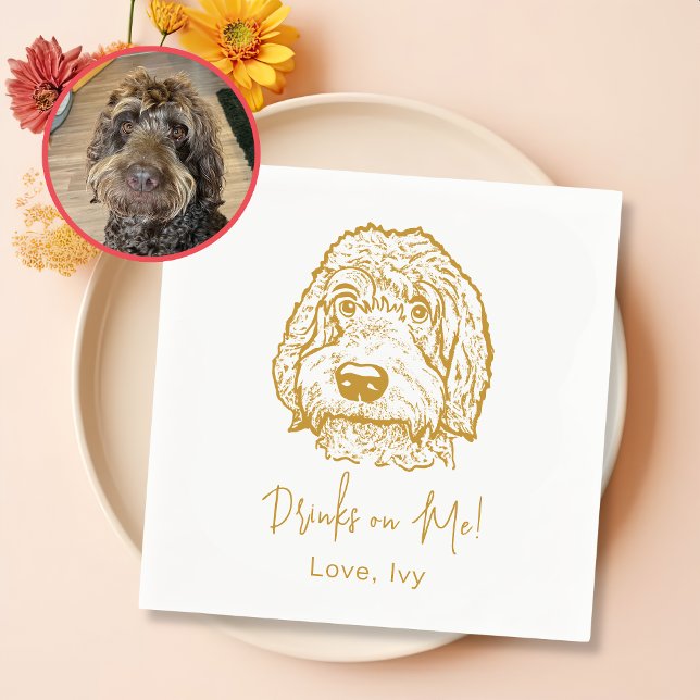 Labradoodle Hunde Hand Zeichne Personalisiert Serviette (Von Creator hochgeladen)