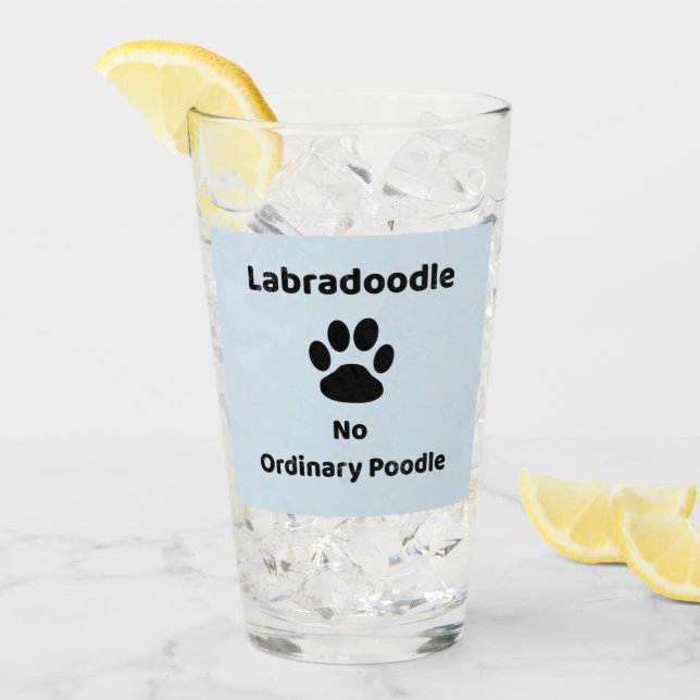 Labradoodle Hundeglas-Geschenk Glas (Vorderseite Ice)