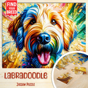 Labradoodle Hundeporträt Acryl-Kunst Druck Hund
