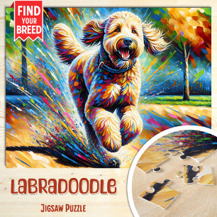 Labradoodle Hundeporträt Acryl-Kunst Druck Hund