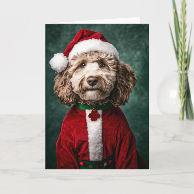 Labradoodle im Weihnachtsfest Einladung (Vorderseite)
