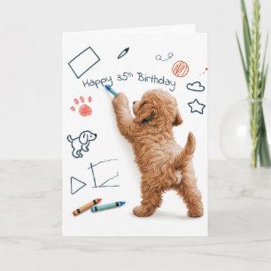 Labradoodle-Kritzelei zum 35. Geburtstag Karte