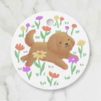 Labradoodle mit Blume Illustration Geschenkanhänger