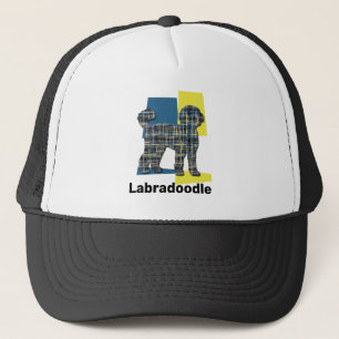 Labradoodle Niedlich Hund Silhouette Tricolor Grid Truckerkappe