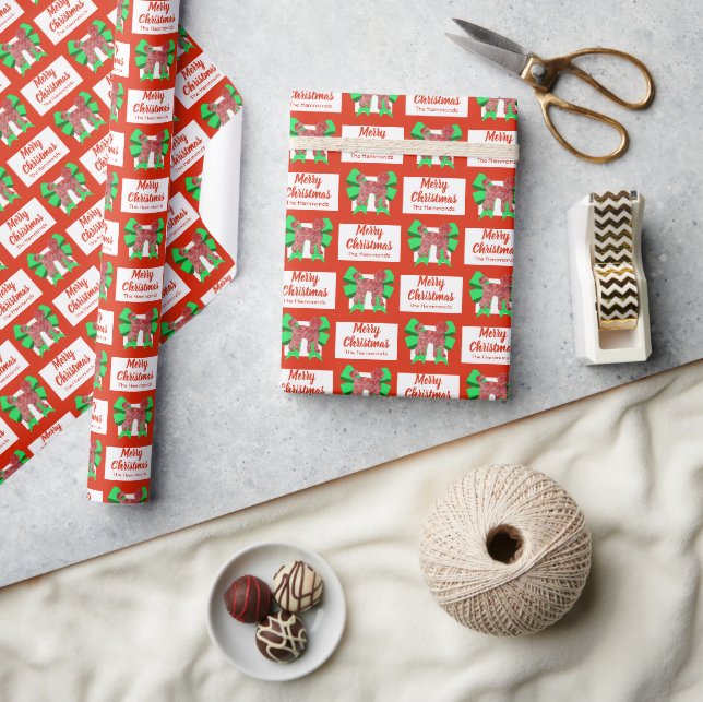 Labradoodle Niedlicher Weihnachtshund Personalisie Geschenkpapier (Kunsthandwerk)