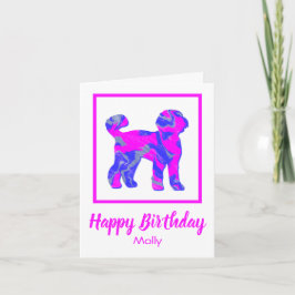 Labradoodle Pink Silhouette Hund Funny Birthday Karte