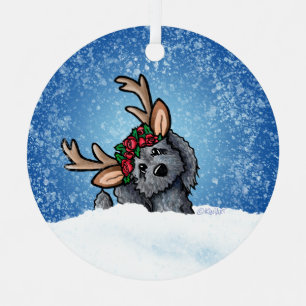 Labradoodle Reindeer Ornement en céramique de Noël