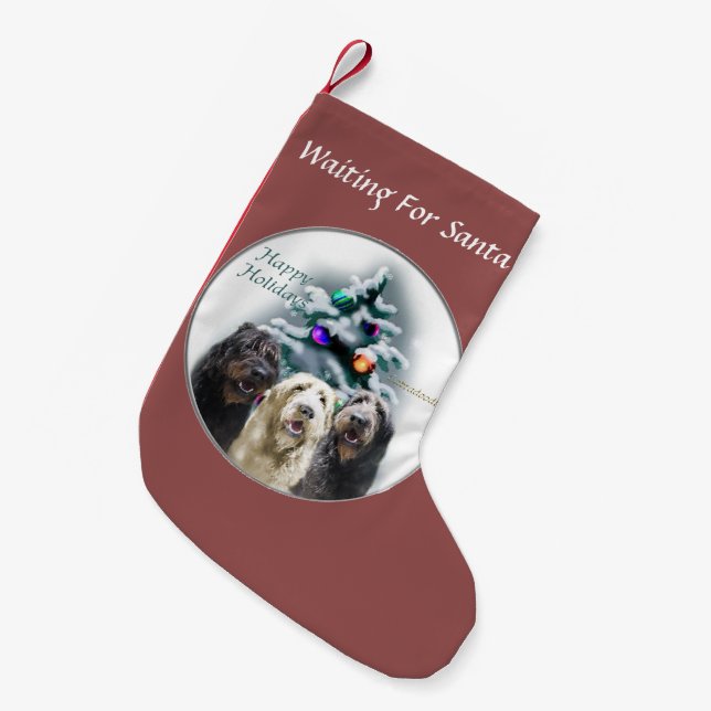 Labradoodle Trio Christmas Kleiner Weihnachtsstrumpf (Vorderansicht (hängend))