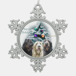 Labradoodle Weihnachten Schneeflocken Zinn-Ornament