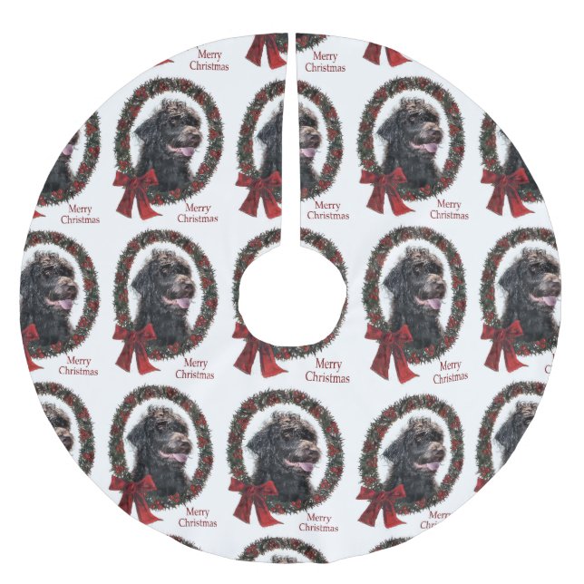 Labradoodle Weihnachtsgeschenke Polyester Weihnachtsbaumdecke (Vorderseite)