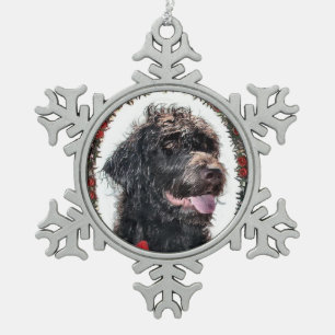 Labradoodle Weihnachtsgeschenke Schneeflocken Zinn-Ornament