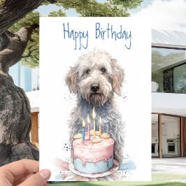 Labradoodle with Cake - Hunde Liebhaber Happy Birt Karte