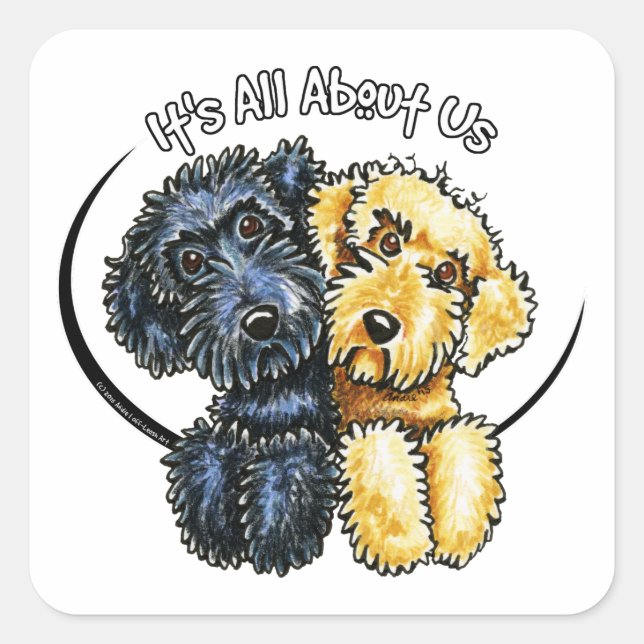 Labradoodles Black Yellow IAAU Quadratischer Aufkleber (Vorderseite)