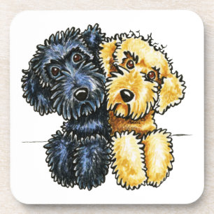 Labradoodles schwarzes Gelb ausgerichtet Getränkeuntersetzer