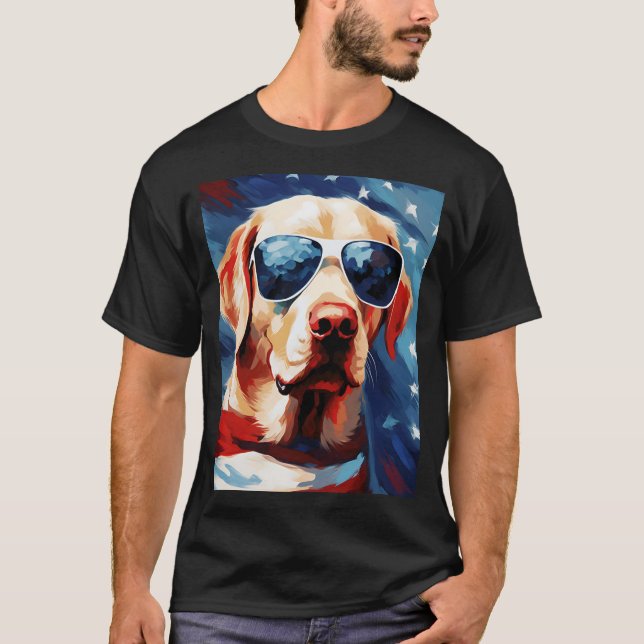 Labrador 4. Juli amerikanische Flagge T-Shirt (Vorderseite)