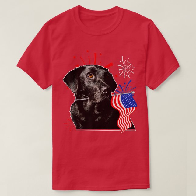 Labrador 4. Juli Black Lab Patriotic American Fla T-Shirt (Design vorne)
