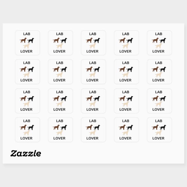 Labrador Alle Farben Silhouette Quadratischer Aufkleber (Blatt)