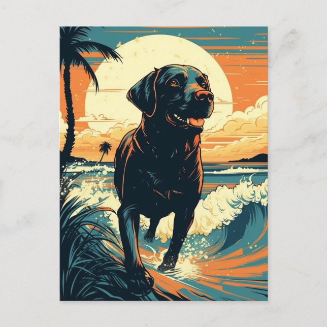 Labrador am Strand Postkarte (Vorderseite)