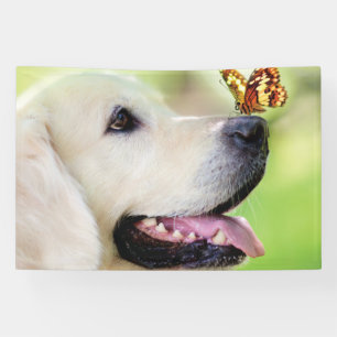 Labrador And Butterfly Throw Pillow Banner