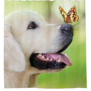 Labrador And Butterfly Throw Pillow Duschvorhang