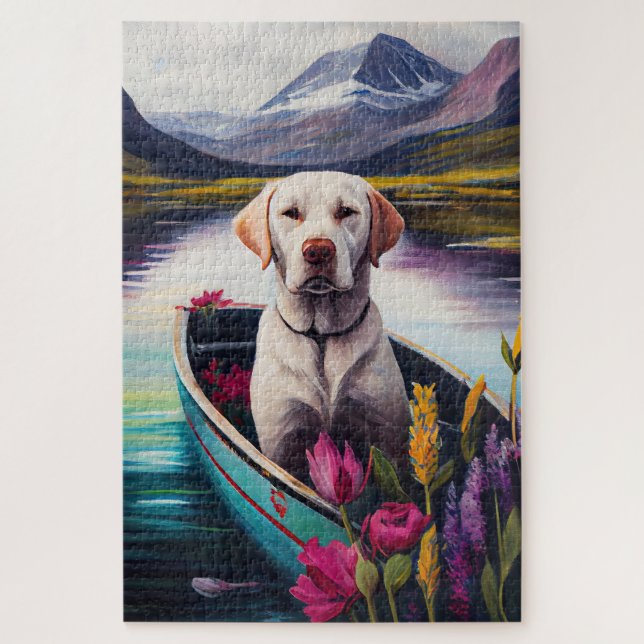 Labrador auf einem Paddle: Ein Landschaftliches Ab (Vertikal)
